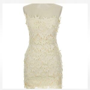 White illusion lace mini dress